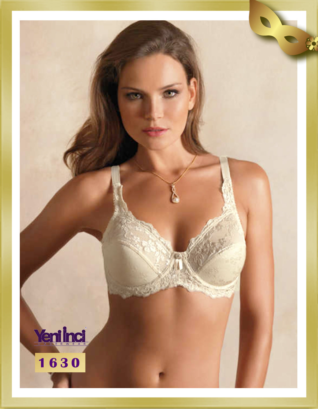 YENİ İNCİ Underwire Lace Minimizer Bra 1630 C Beige