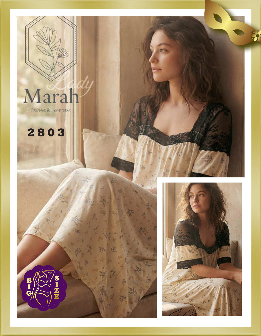 Short Sleeves Nightgown with Lace 2803