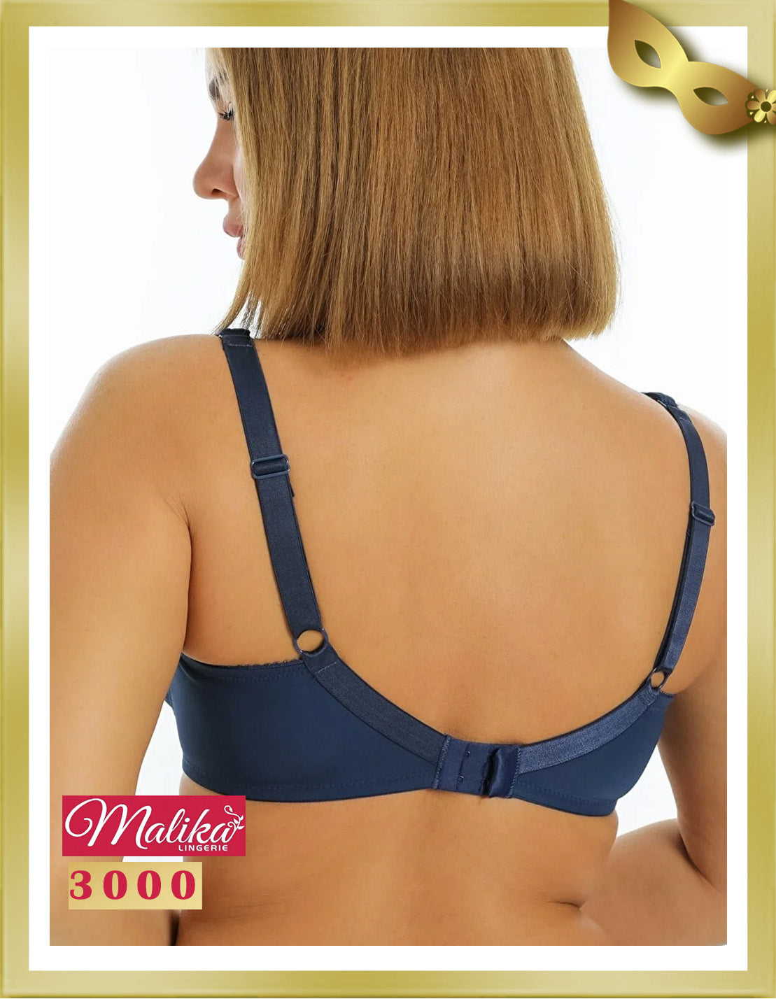 Malika Underwire Lace Minimizer Bra 3000 D Navy