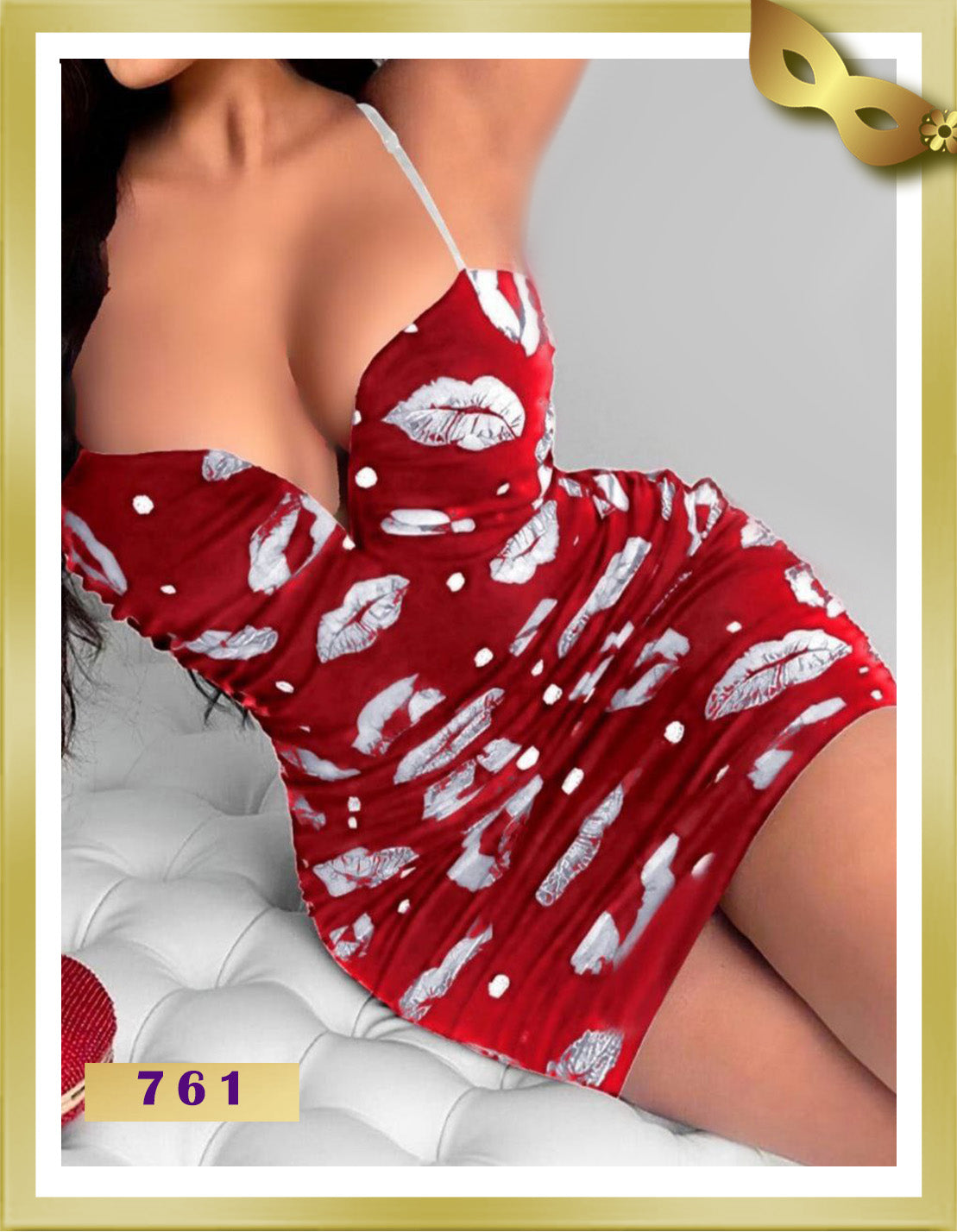 Dots Viscose Lingerie Nightgown 642 Free Size Red