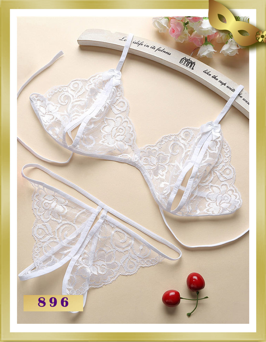 HN Lace Open Lingerie Underwear Set 896 White