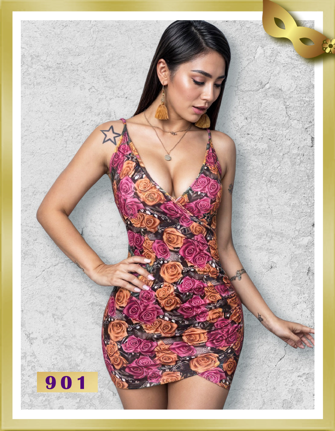 Dots Viscose Floral Print Day Dress 901 Free Size