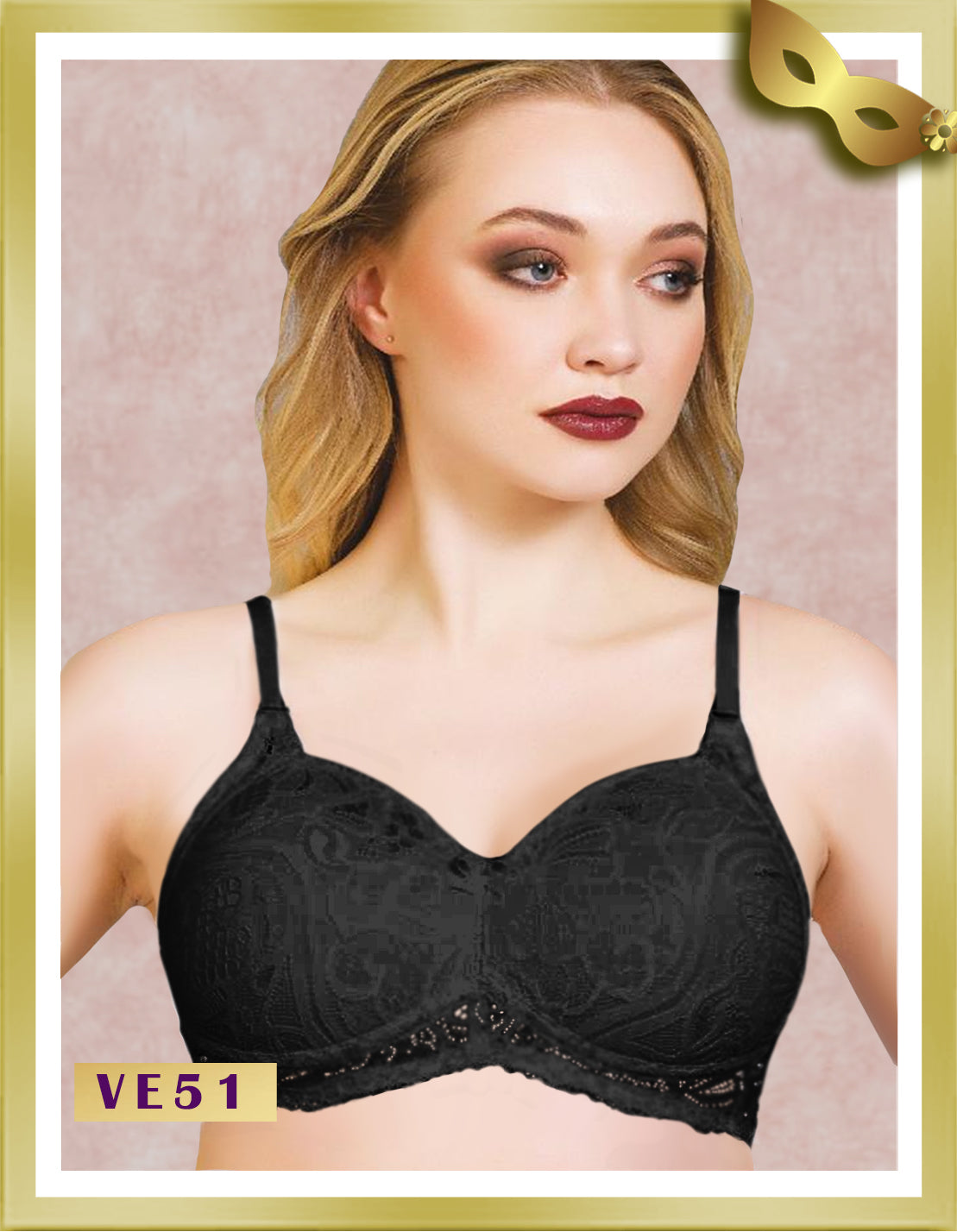 Vienna Soft Cup Bra with Lace VE51 D Black