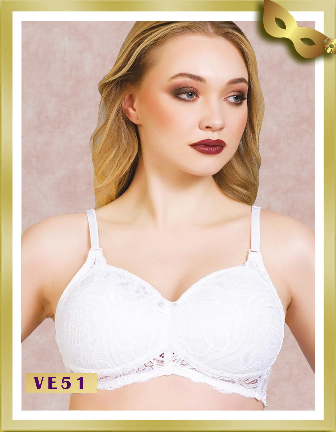 Vienna Soft Cup Bra with Lace VE51 D White