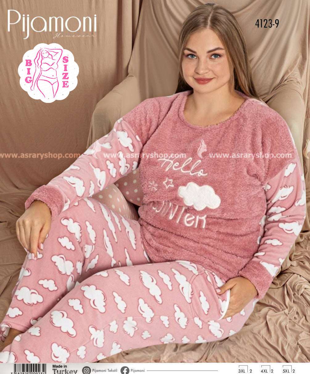 Pijamoni Special Size Long Welsoft Pajamas 4123-9 4XL