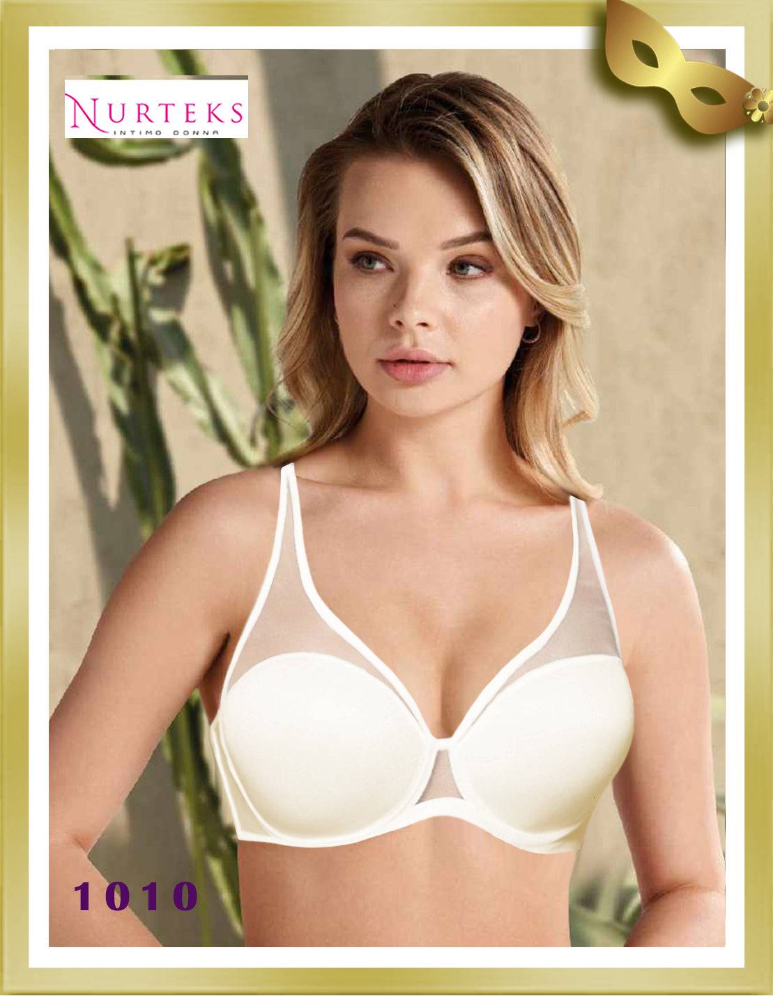 Nurteks Underwear Soft Cup Minimizer Bra with Tulle 1010 B