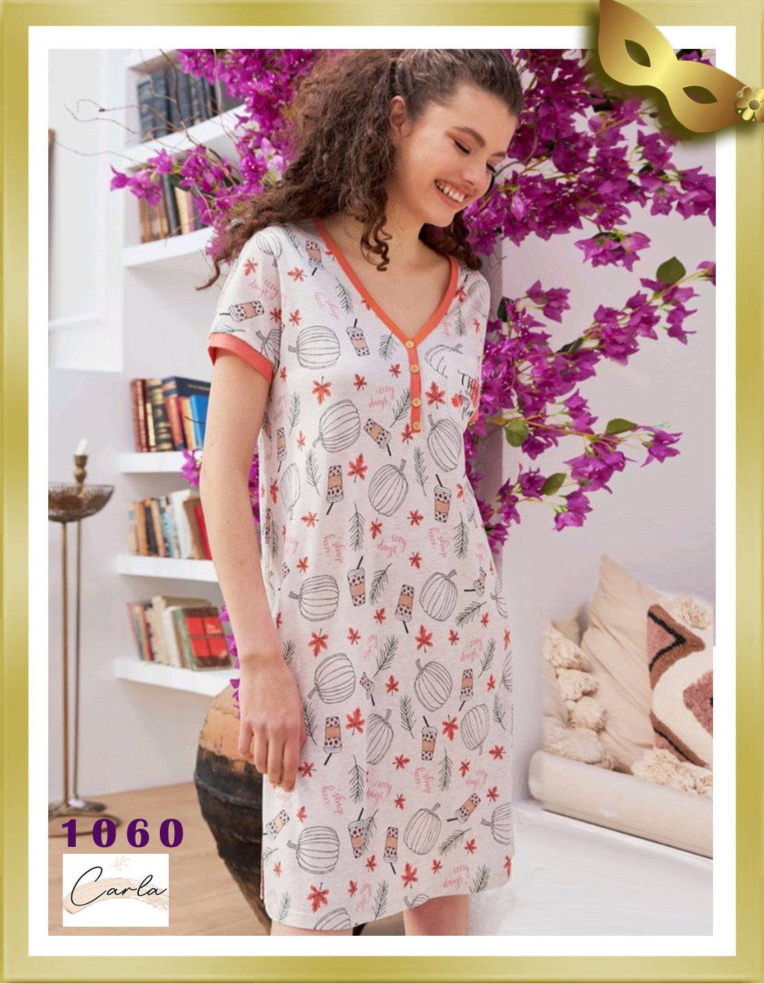 Carla Short Cotton Printed Nightgown 1060