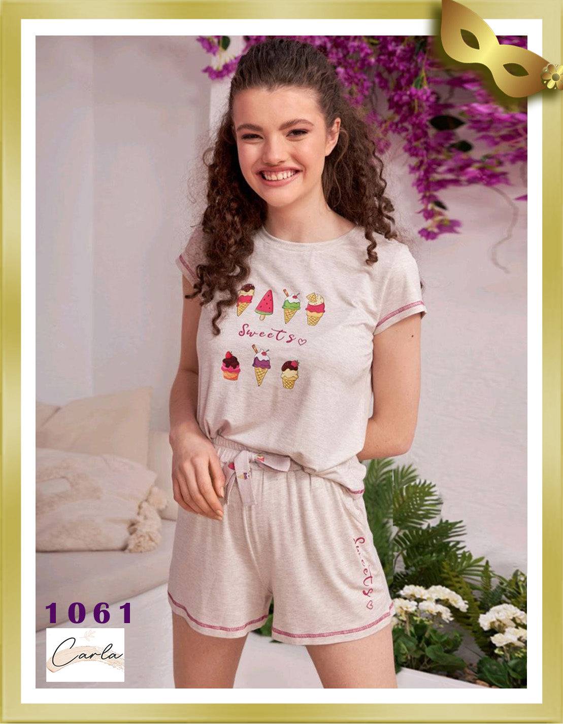 Carla Cotton Short Sleeve Shirt and Shorts Pajamas 1061