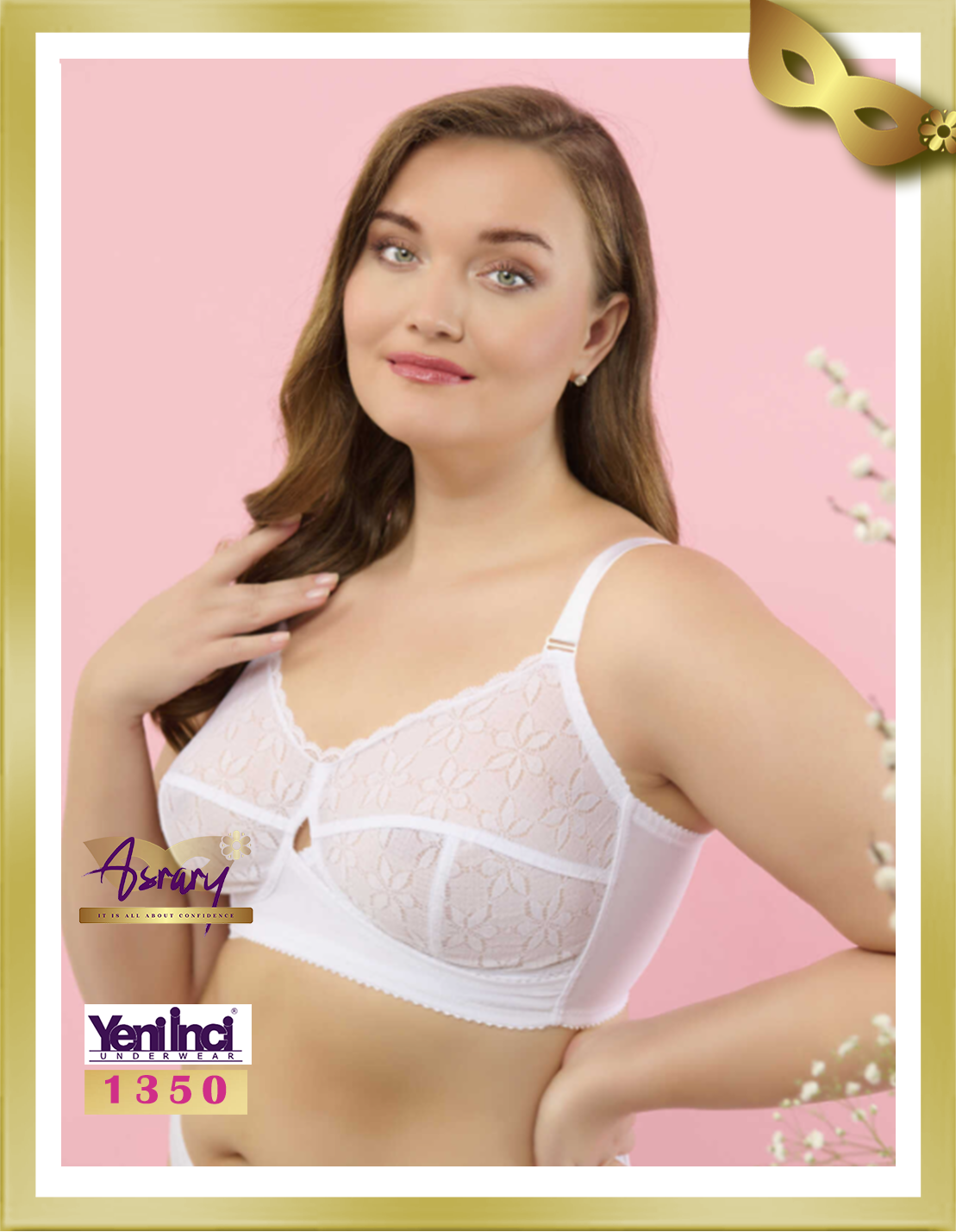 YENİ İNCİ Lace Thick Strap Minimizer Bra 1350