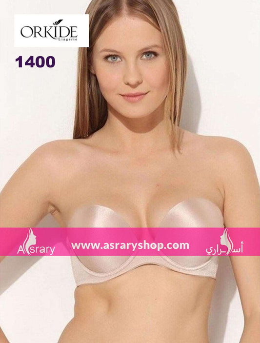 Orkide Double Push Up Strapless Transparent Back Bra 1401 B Skin