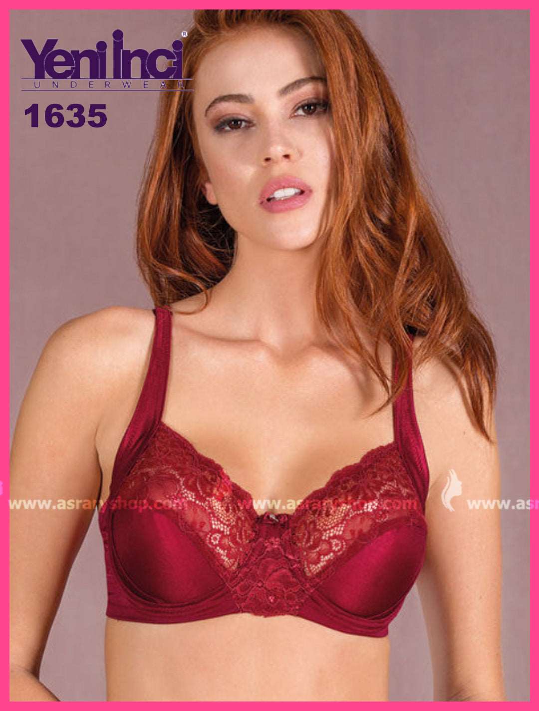 YENİ İNCİ Big Size Lace Underwired Contouring Bra 1635 Burgundy