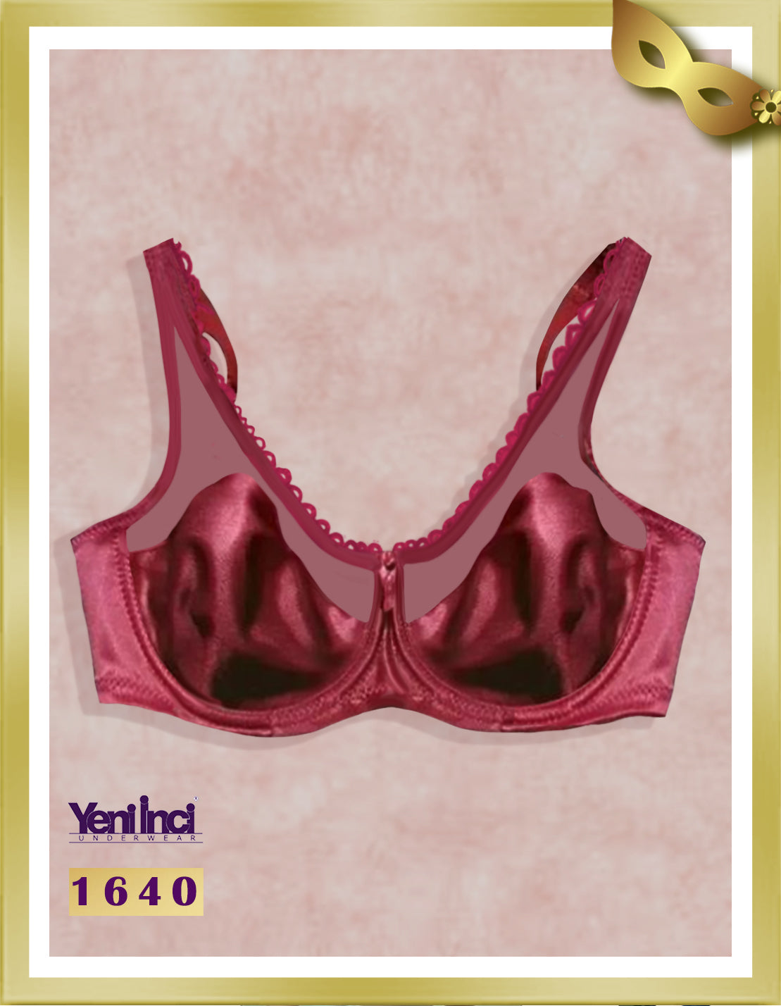 YENİ İNCİ Lace Minimizer Underwire Bra 1640 Burgundy