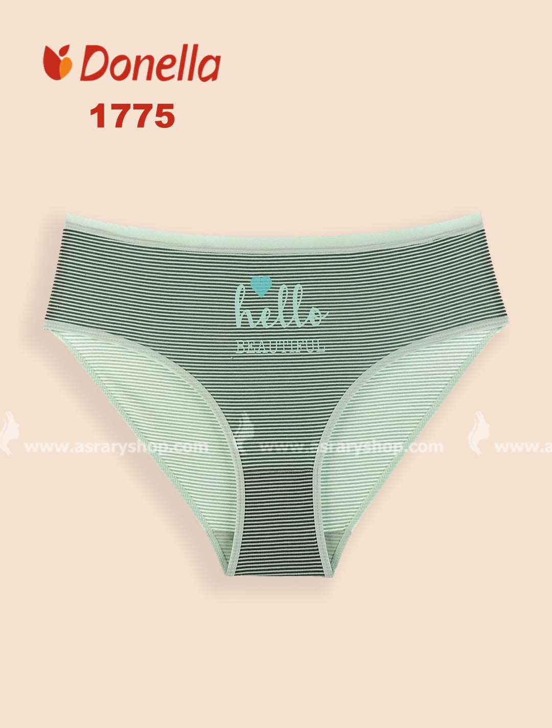 Donella Cotton Printed Striped Brief 1775 Cadet Blue