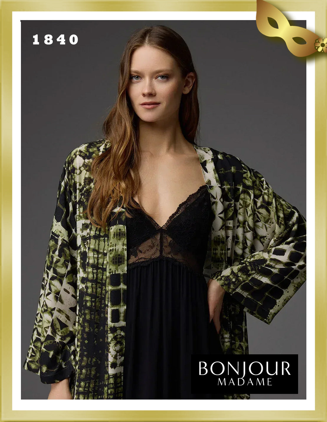 Bonjour Viscose Dressing Gown Lace Strap Nightgown Set 1840