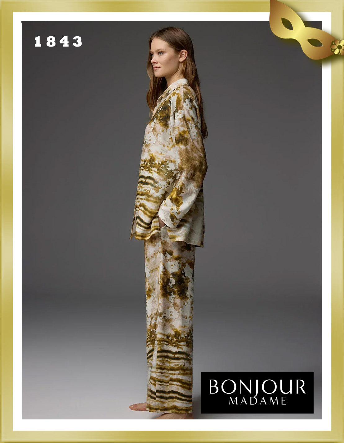 Bonjour Viscose Patterned Shirt Collar Pajama Set 1843