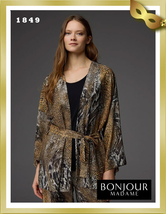 Bonjour Viscose Patterned Dressing Gown, Undershirt and Trousers 3-Piece Set 1849