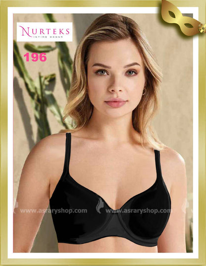 Nurteks Underwear Underwired Removable Straps Soft Cup Gathering Bra 196 Black