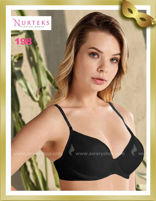 Nurteks Underwear Underwired Removable Straps Soft Cup Bra 198 Black