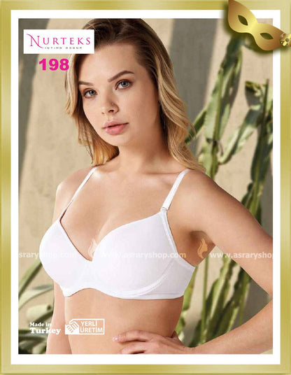 Nurteks Underwear Underwired Removable Straps Soft Cup Bra 198 White