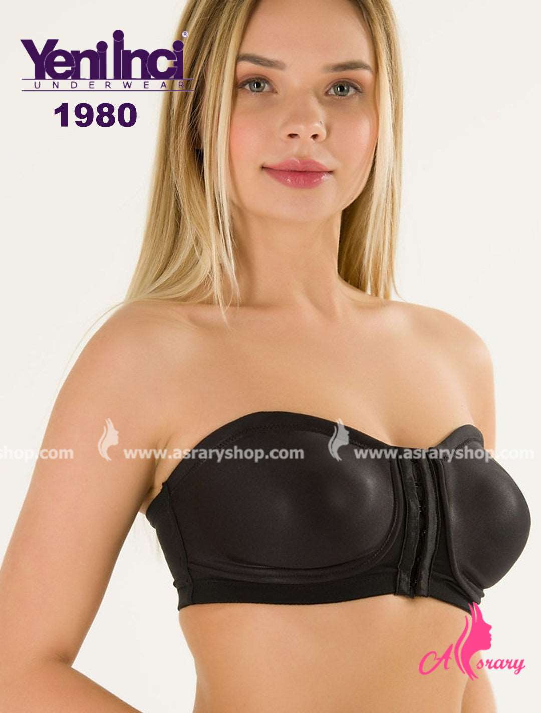 YENİ İNCİ Front Close with Lining Wireless Strapless bra 1980 Black