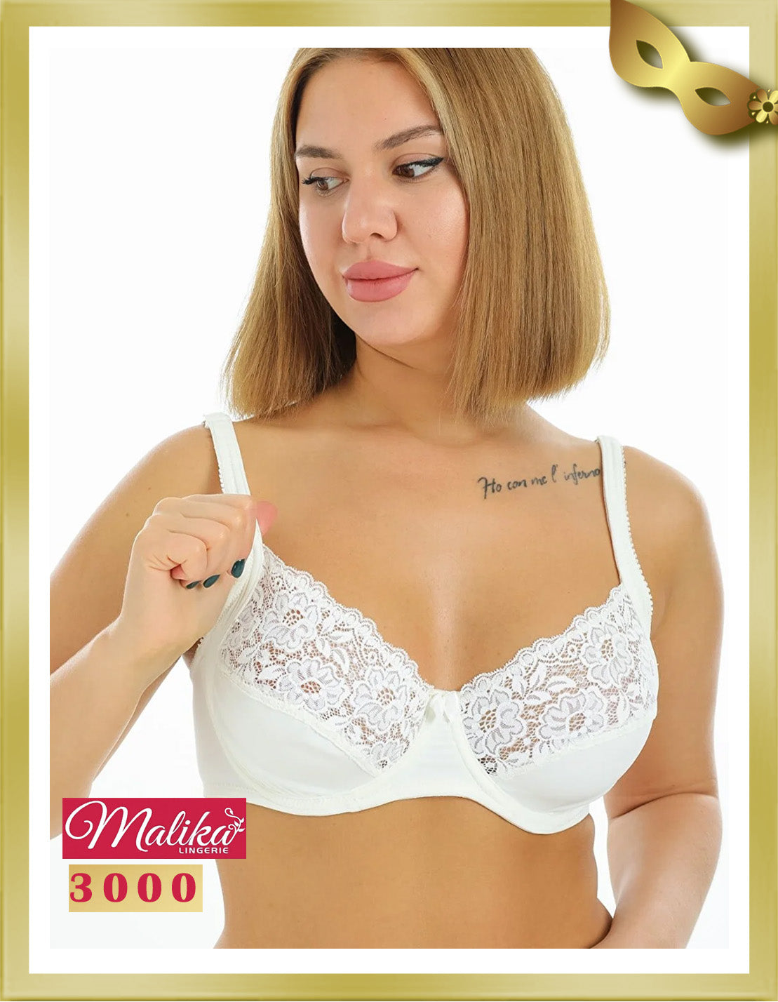 Malika Underwire Lace Minimizer Bra 3000 White