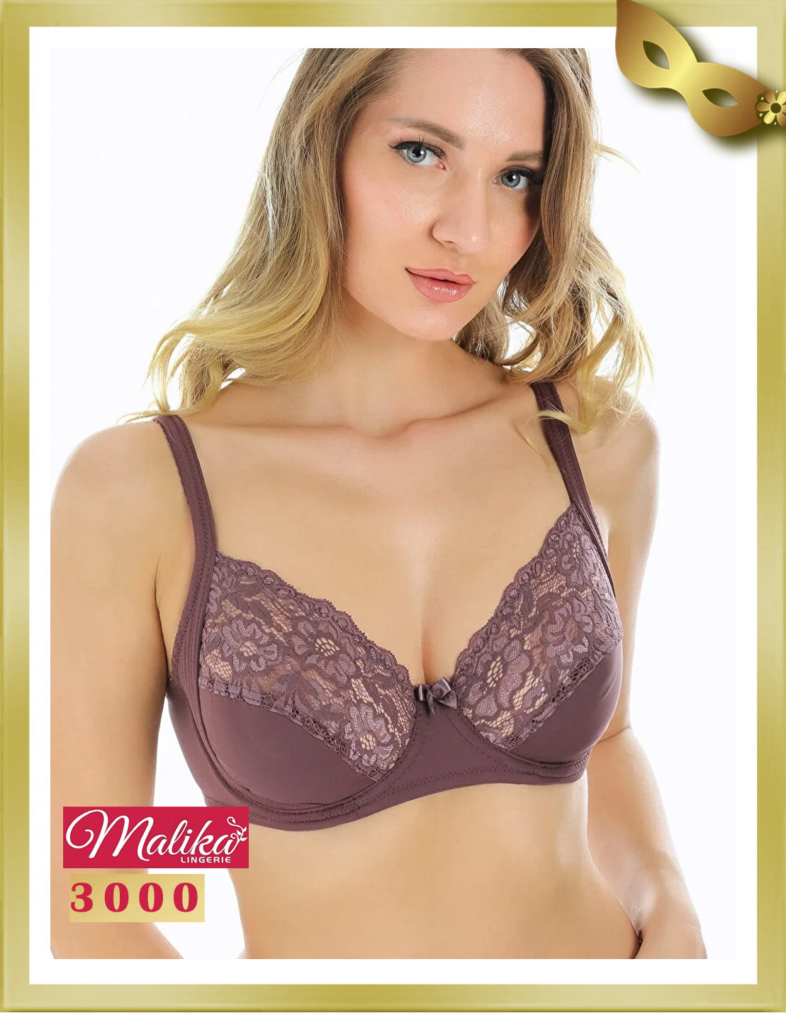 Malika Underwire Lace Minimizer Bra 3000 Mauve Taupe