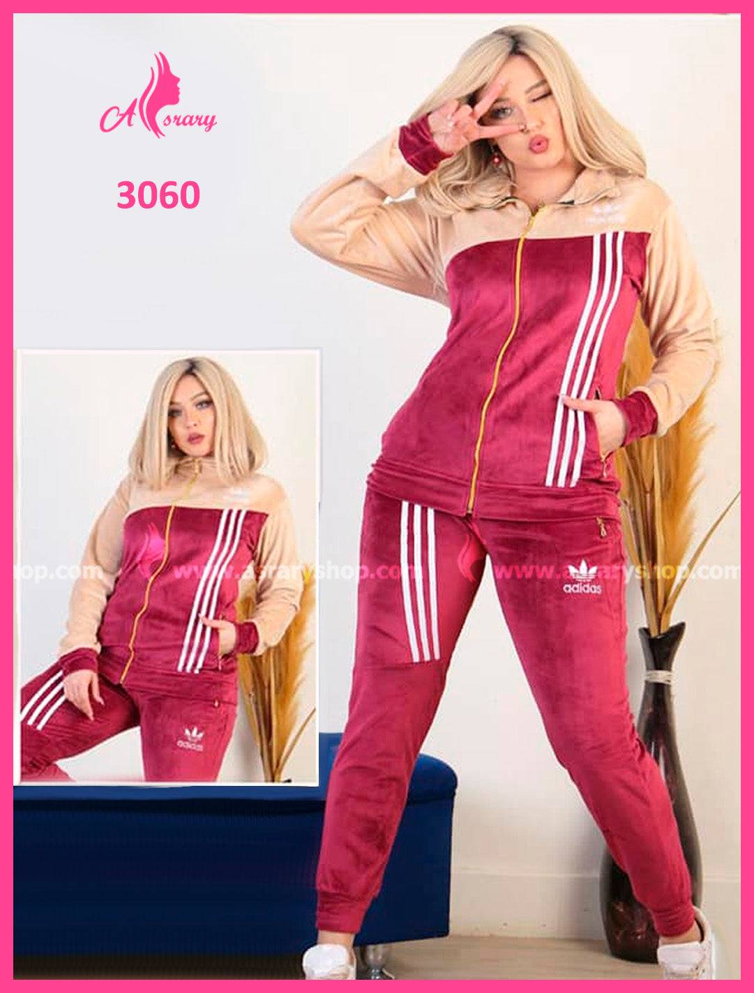 Asrary Shop Velvet Training Suit 3060 2XL Burgundy