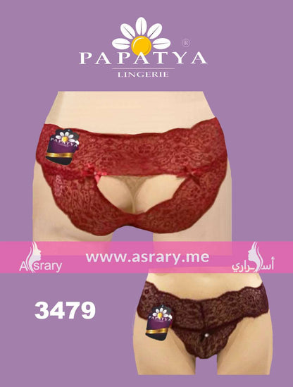 Papatya Lingerie Lace Panty 3479 M-L Burgundy