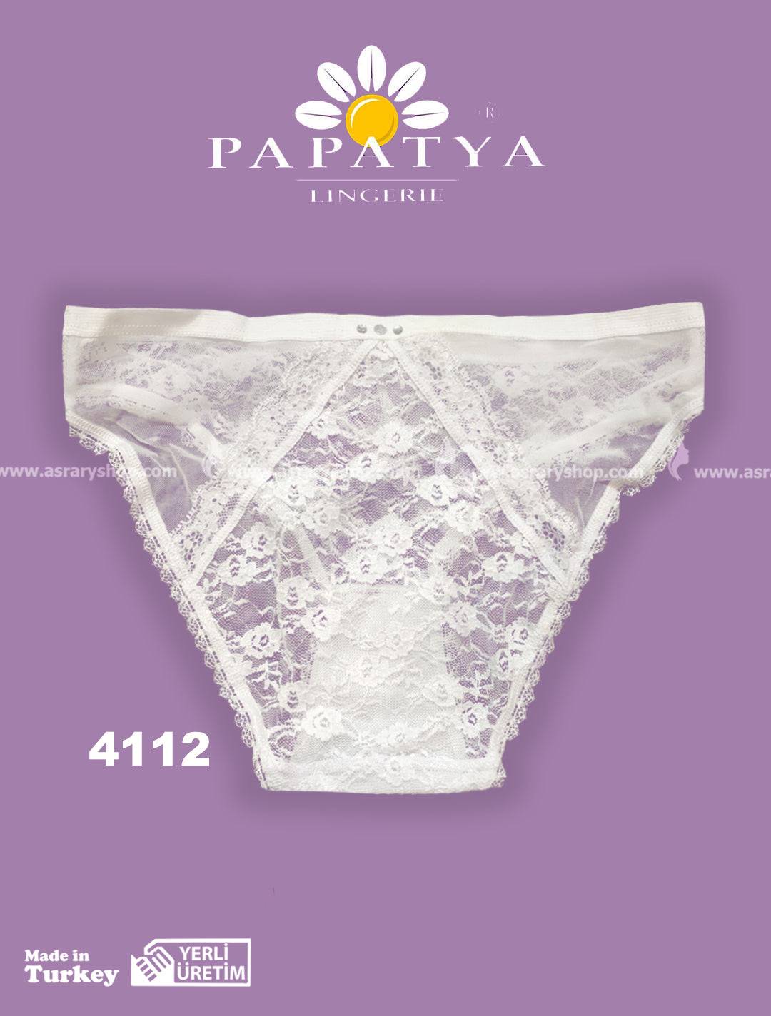 Papatya Chiffon-Lace Lingerie Panty 4112 White M-L