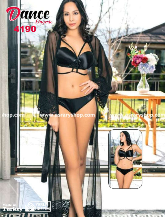 Dance Lingerie Underwear Set with Robe 4190