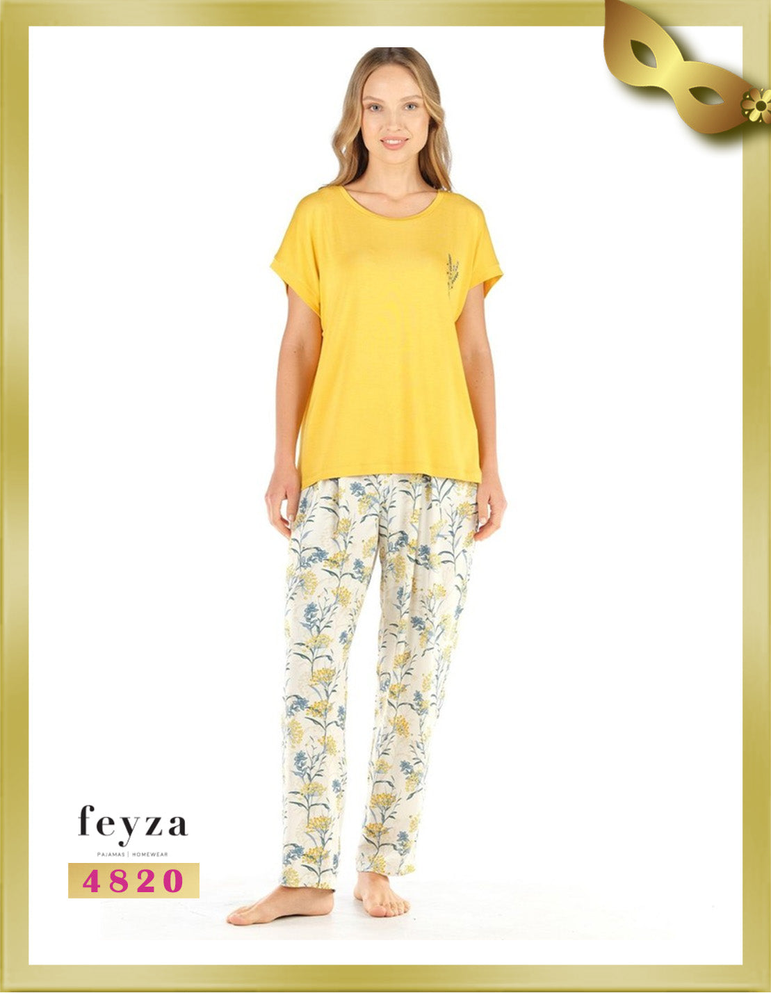 Feyza Short Sleeves Long Printed Pajamas 4820