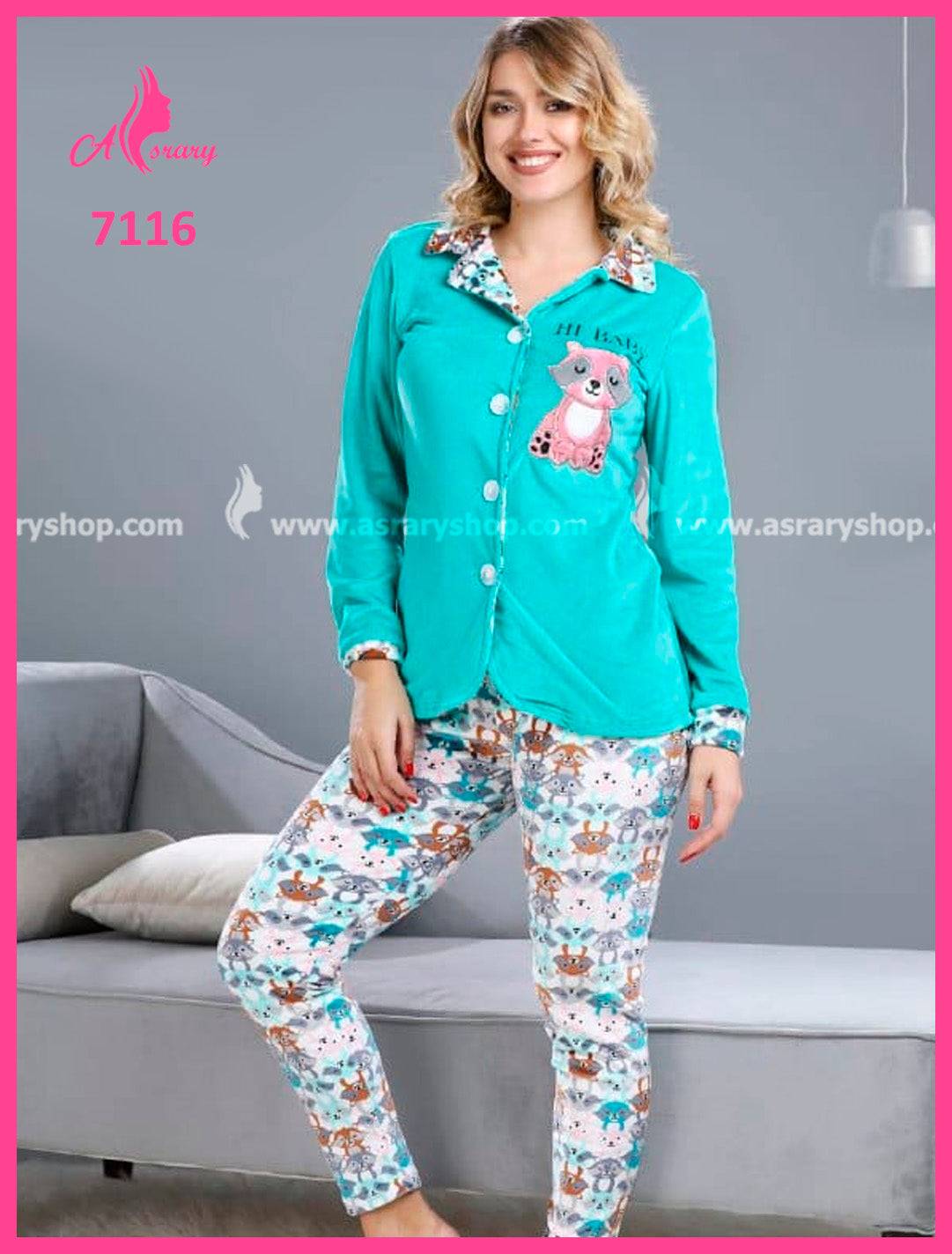 Asrary Shop Velvet Buttoned Pajamas 7116 M