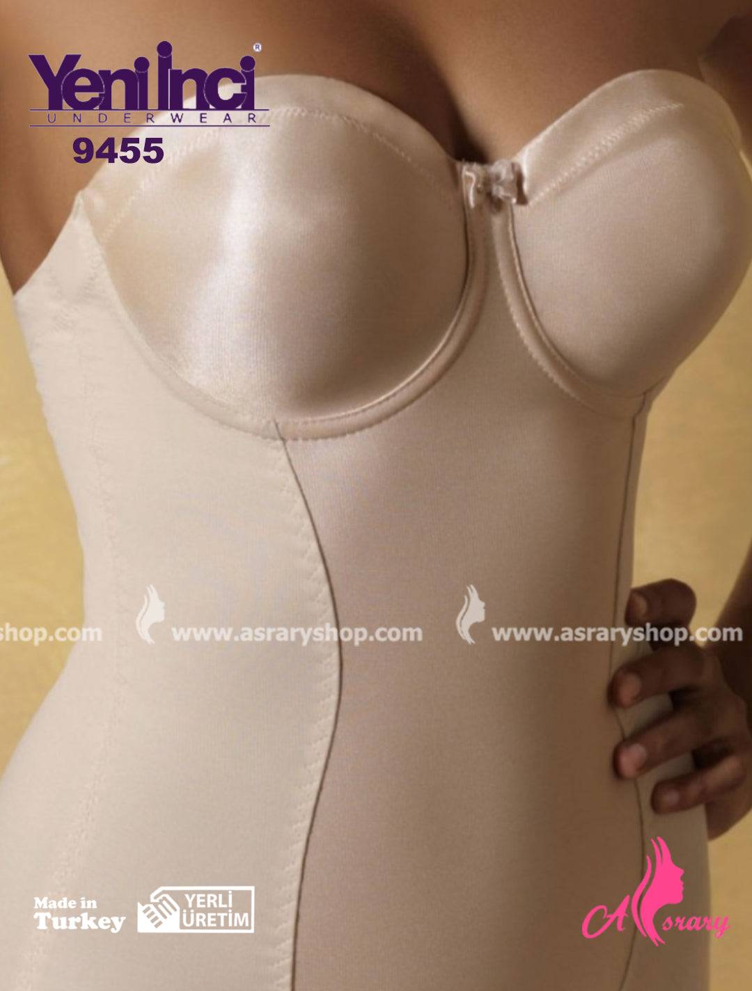 YENİ İNCİ Strapless Bodysuit Corset With Bra 9455 Beige