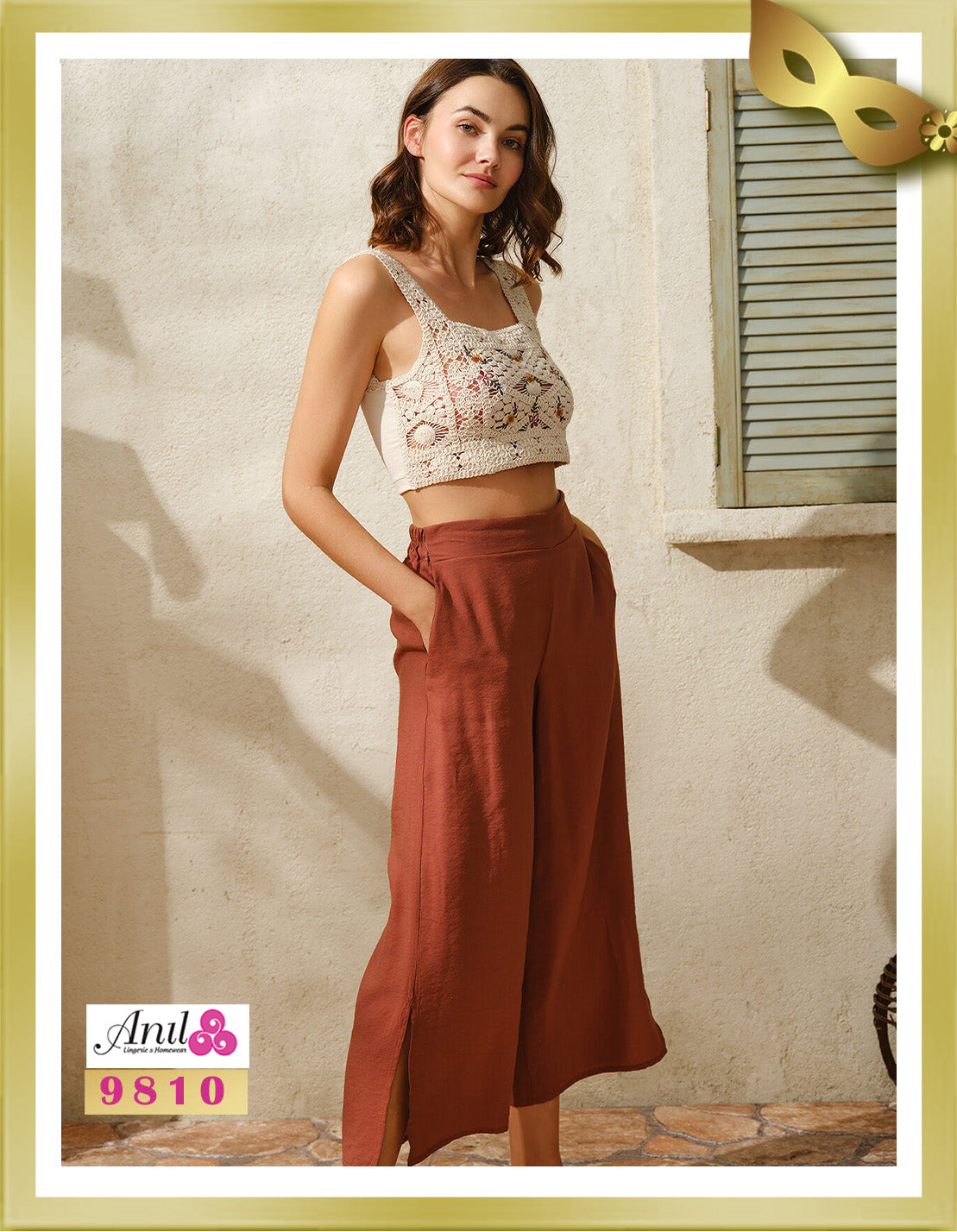 Anil Sleeveless U-Neck Top and Plain Long Pants Set 9810 XL