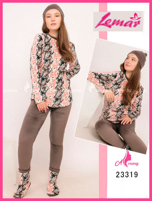 Lemar Printed Velvet Pajamas 23319-4 L-XL