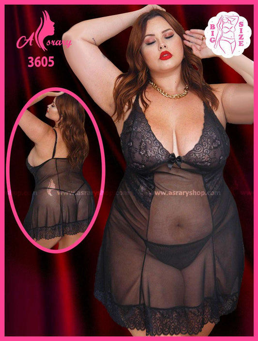 Asrary Shop Special Size Babydoll with Lace 3605