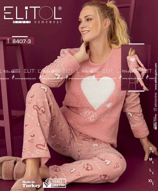 Elitol Printed Polar and Welsoft Long Pajamas 8407-3